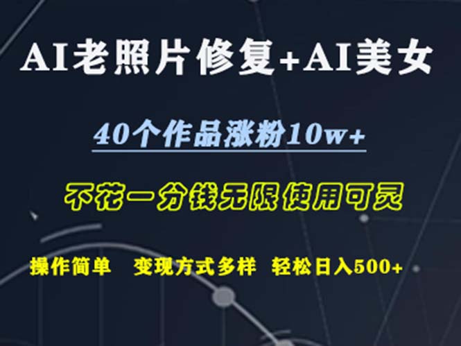 （12489期）AI老照片修复+AI美女玩发  40个作品涨粉10w+  不花一分钱使用可灵  操…-占领资源网