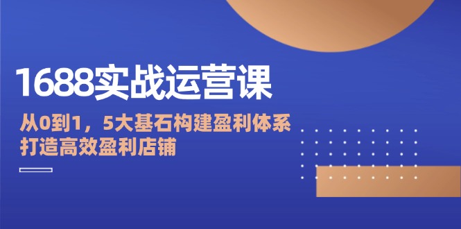 （12482期）1688实战运营课：从0到1，5大基石构建盈利体系，打造高效盈利店铺-占领资源网