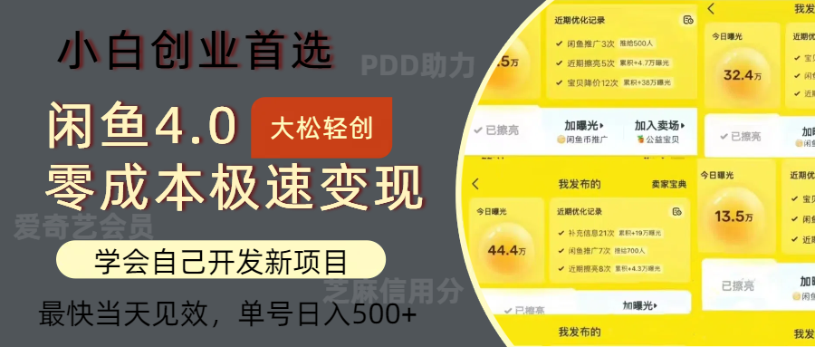（12434期）闲鱼0成本极速变现项目，多种变现方式 单号日入500+最新玩法-占领资源网