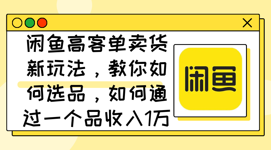 （12387期）闲鱼高客单卖货新玩法，教你如何选品，如何通过一个品收入1万+-占领资源网