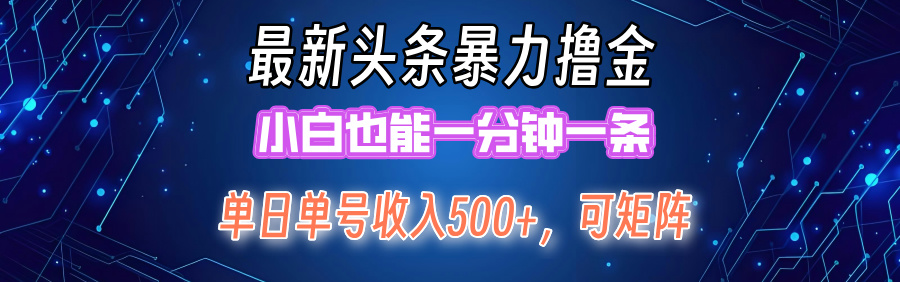 （12380期）最新暴力头条掘金日入500+，矩阵操作日入2000+ ，小白也能轻松上手！-占领资源网