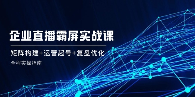 （12338期）企 业 直 播 霸 屏实战课：矩阵构建+运营起号+复盘优化，全程实操指南-占领资源网