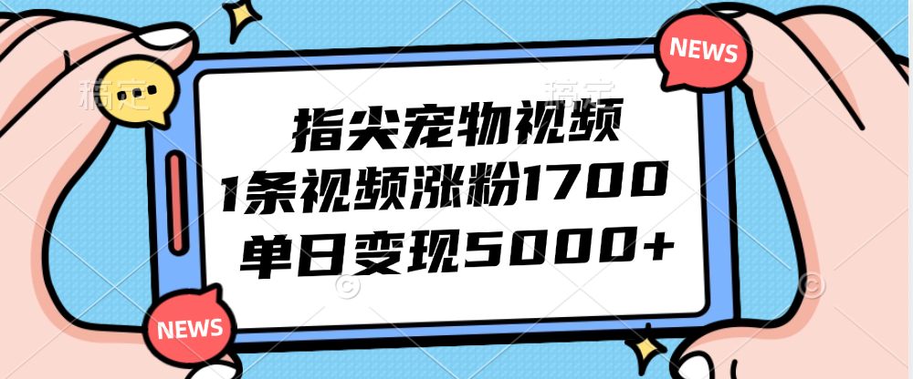 （12549期）指尖宠物视频，1条视频涨粉1700，单日变现5000+-占领资源网