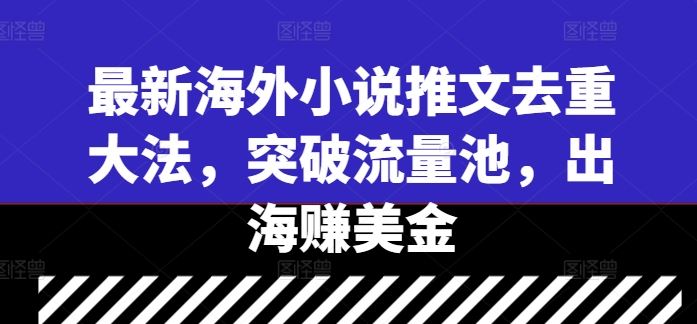 最新海外小说推文去重大法，突破流量池，出海赚美金-占领资源网