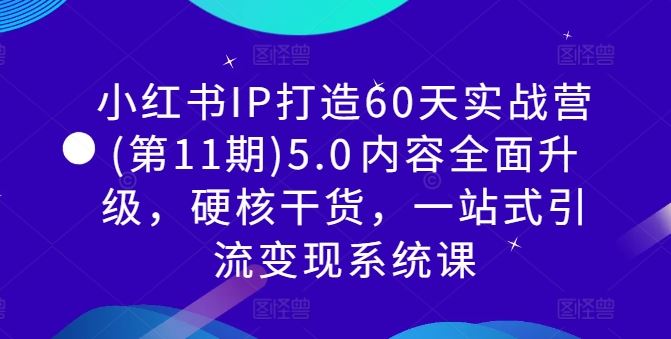 小红书IP打造60天实战营(第11期)5.0​内容全面升级，硬核干货，一站式引流变现系统课-占领资源网
