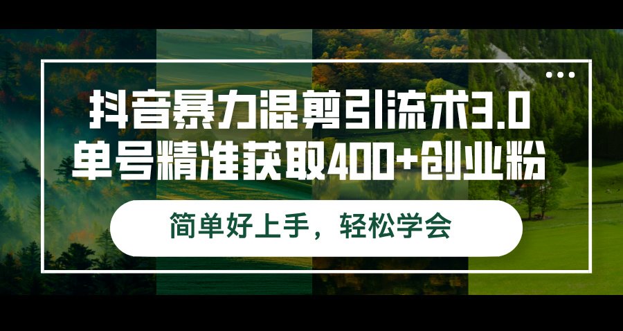 （12630期）抖音暴力混剪引流术3.0单号精准获取400+创业粉简单好上手，轻松学会-占领资源网