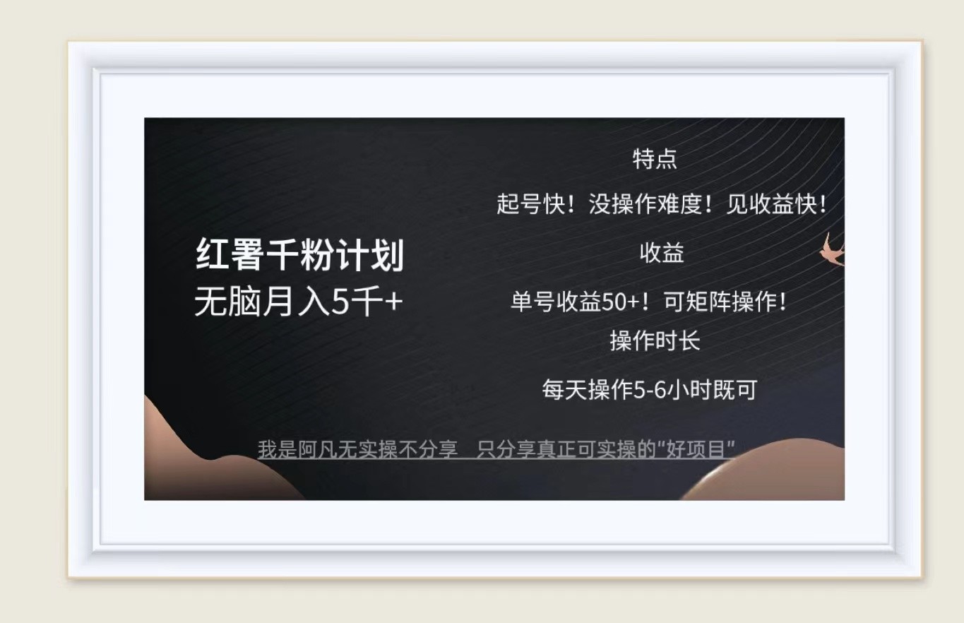 红薯千粉计划无脑月入5千+！既做既赚！-占领资源网