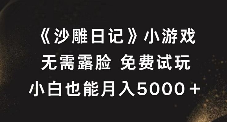 《沙雕日记》小游戏，无需露脸免费试玩，小白也能月入5000+【揭秘】-占领资源网