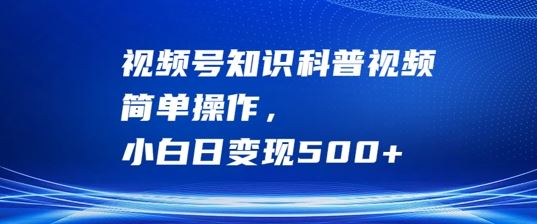 视频号知识科普视频，简单操作，小白日变现500+【揭秘】-占领资源网