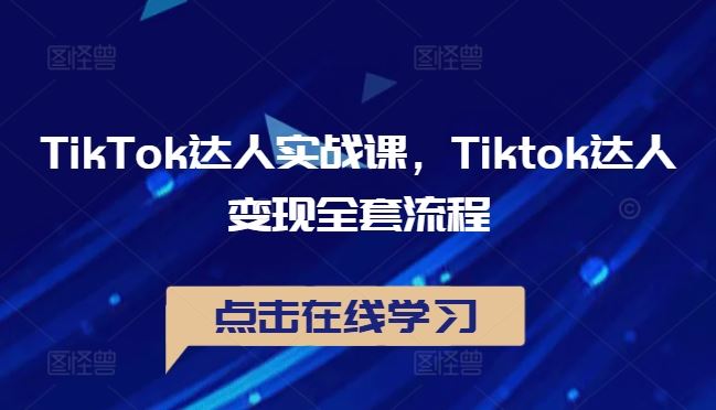 TikTok达人实战课，Tiktok达人变现全套流程-占领资源网