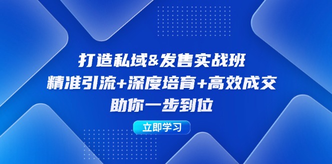 （12642期）打造私域&发售实操班：精准引流+深度培育+高效成交，助你一步到位-占领资源网