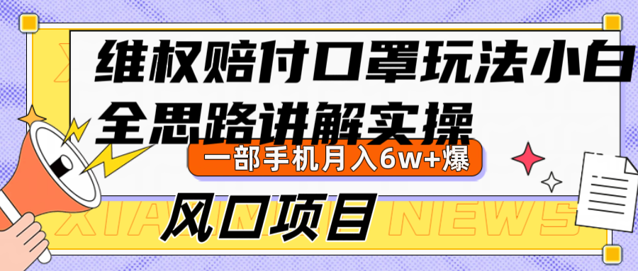 维权赔付口罩玩法，小白也能月入6w+，风口项目实操-占领资源网