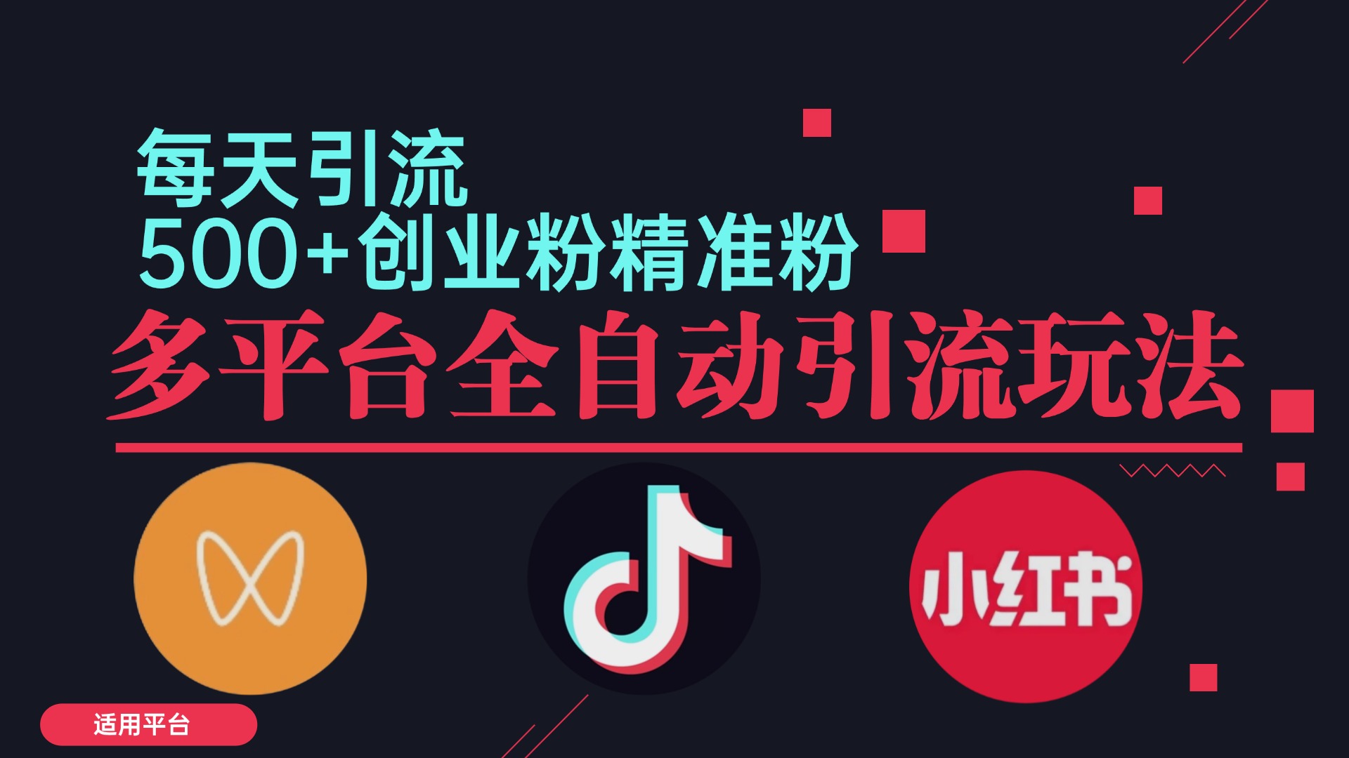 （12765期）小红书抖音视频号截流自热全平台引流打法，全自动引流【日引2000+精准…-占领资源网