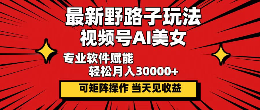 （12798期）最新野路子玩法，视频号AI美女，当天见收益，轻松月入30000＋-占领资源网
