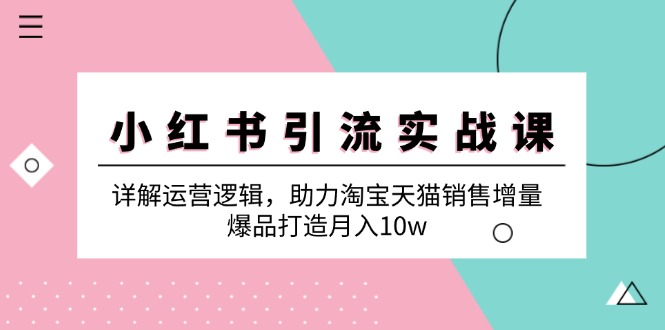 （12809期）小红书引流实战课：详解运营逻辑，助力淘宝天猫销售增量，爆品打造月入10w-占领资源网