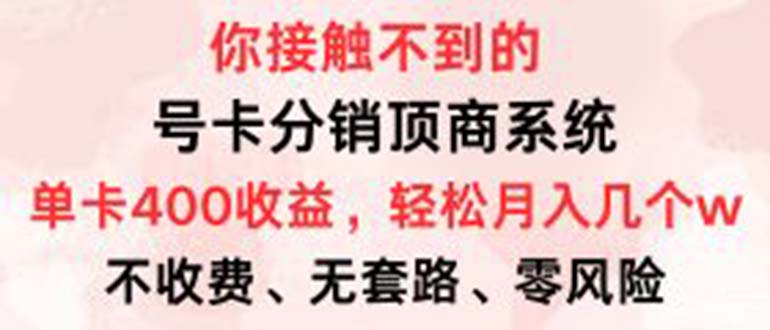 （12820期）号卡分销顶商系统，单卡400+收益。0门槛免费领，月入几W超轻松！-占领资源网