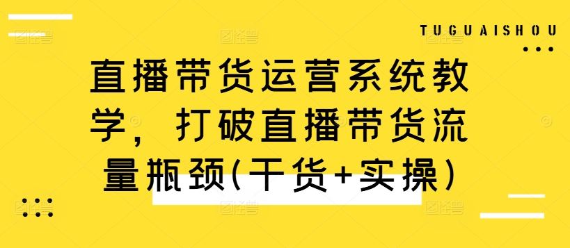 直播带货运营系统教学，打破直播带货流量瓶颈(干货+实操)-占领资源网