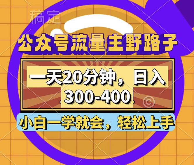 （12866期）公众号流量主野路子玩法，一天20分钟，日入300~400，小白一学就会-占领资源网