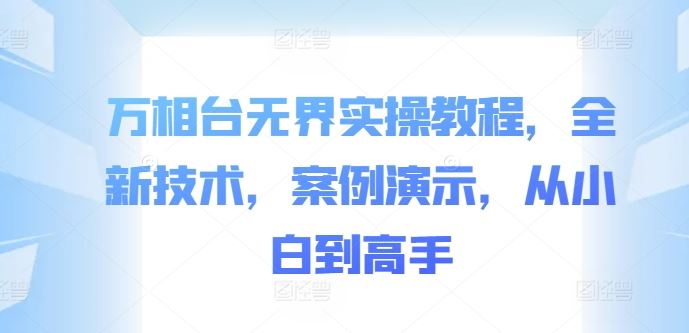 万相台无界实操教程，全新技术，案例演示，从小白到高手-占领资源网