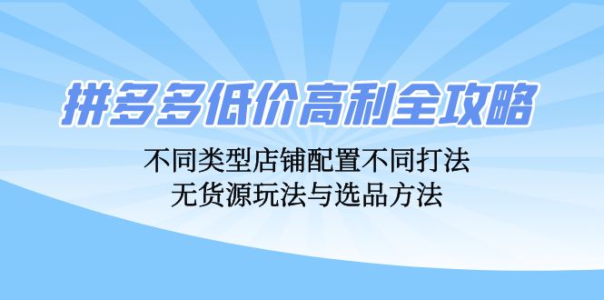 （12897期）拼多多低价高利全攻略：不同类型店铺配置不同打法，无货源玩法与选品方法-占领资源网