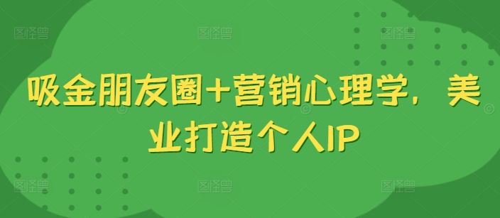 吸金朋友圈+营销心理学，美业打造个人IP-占领资源网