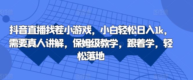 抖音直播找茬小游戏，小白轻松日入1k，需要真人讲解，保姆级教学，跟着学，轻松落地【揭秘】-占领资源网
