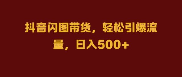 抖音闪图带货，轻松引爆流量，日入几张【揭秘】-占领资源网