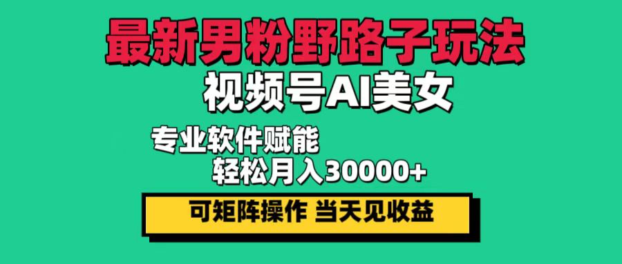 （12909期）最新男粉野路子玩法，视频号AI美女，当天见收益，轻松月入30000＋-占领资源网