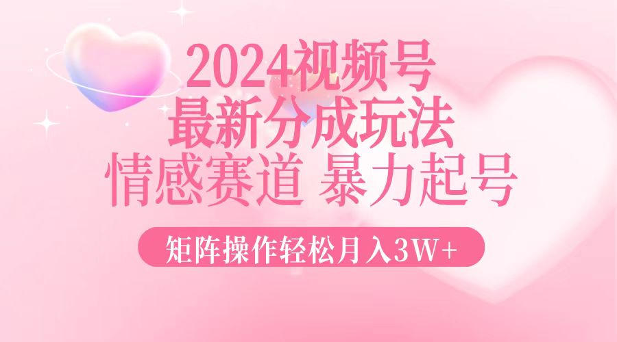 （12922期）2024最新视频号分成玩法，情感赛道，暴力起号，矩阵操作轻松月入3W+-占领资源网