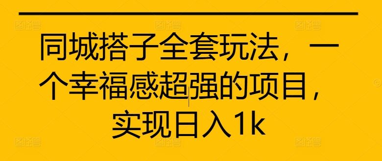 同城搭子全套玩法，一个幸福感超强的项目，实现日入1k【揭秘】-占领资源网