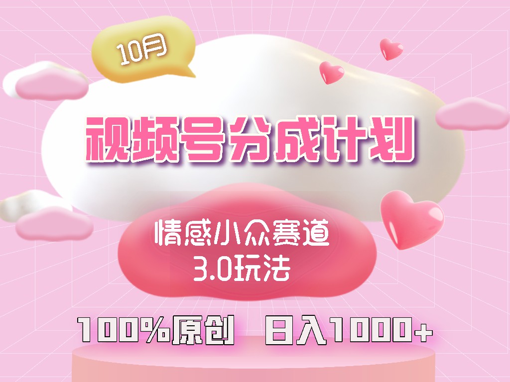 （12939期）视频号情感小众赛道3.0.纯原创视频，每天1小时，小白易上手-占领资源网