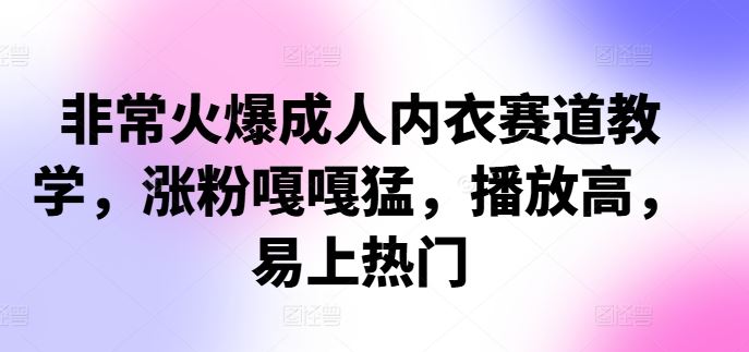 非常火爆成人内衣赛道教学，​涨粉嘎嘎猛，播放高，易上热门-占领资源网