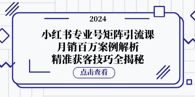 （12943期）小红书专业号矩阵引流课，月销百万案例解析，精准获客技巧全揭秘-占领资源网