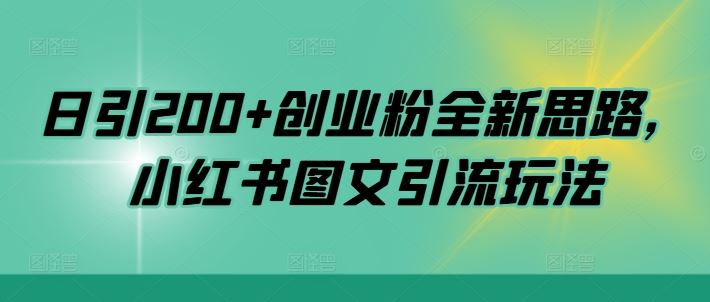 日引200+创业粉全新思路，小红书图文引流玩法【揭秘】-占领资源网