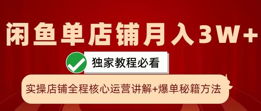 闲鱼单店铺月入3W+实操展示，爆单核心秘籍，一学就会【揭秘】-占领资源网