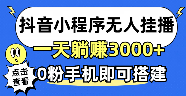 （12988期）抖音小程序无人直播，一天躺赚3000+，0粉手机可搭建，不违规不限流，小…-占领资源网