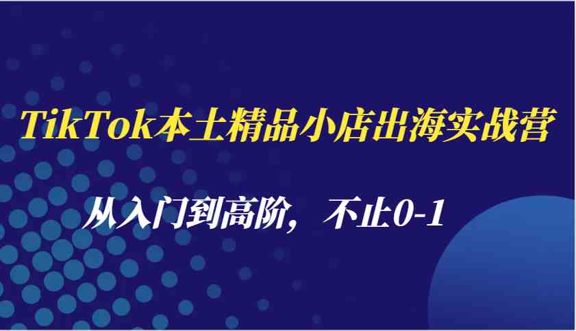 TikTok本土精品小店出海实战营，从入门到高阶，不止0-1-占领资源网