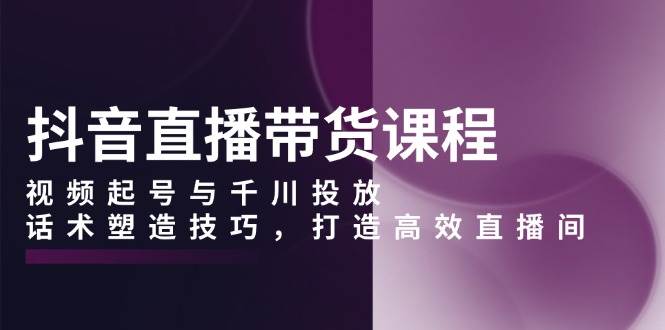 抖音直播带货课程，视频起号与千川投放，话术塑造技巧，打造高效直播间-占领资源网