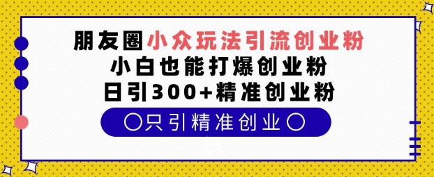 朋友圈小众玩法引流创业粉，小白也能打爆创业粉，日引300+精准创业粉【揭秘】-占领资源网