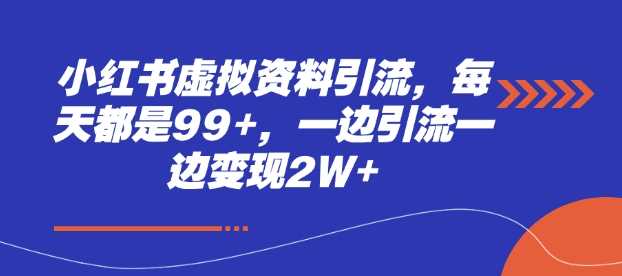 小红书虚拟资料引流，每天都是99+，一边引流一边变现2W+-占领资源网