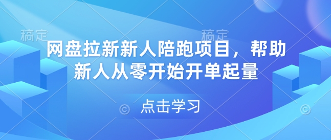 网盘拉新新人陪跑项目，帮助新人从零开始开单起量-占领资源网