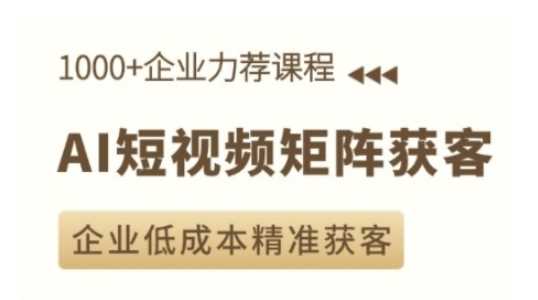 AI短视频矩阵获客实操课，企业低成本精准获客-占领资源网