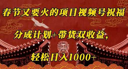 春节又要火的项目视频号祝福，分成计划+带货双收益，轻松日入几张【揭秘】-占领资源网