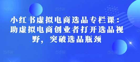 小红书虚拟电商选品专栏课：助虚拟电商创业者打开选品视野，突破选品瓶颈-占领资源网