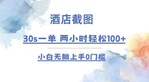 酒店截图 30s一单  2小时轻松100+ 小白无脑上手0门槛【仅揭秘】-占领资源网