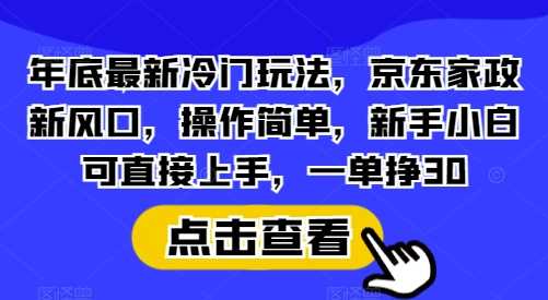 年底最新冷门玩法，京东家政新风口，操作简单，新手小白可直接上手，一单挣30【揭秘】-占领资源网