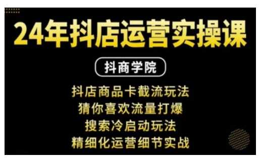 抖音小店运营实操课：抖店商品卡截流玩法，猜你喜欢流量打爆，搜索冷启动玩法，精细化运营细节实战-占领资源网