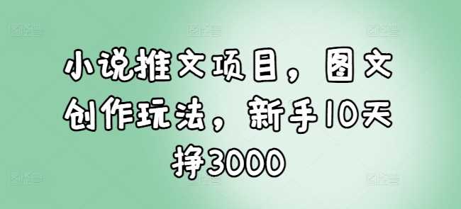小说推文项目，图文创作玩法，新手10天挣3000-占领资源网