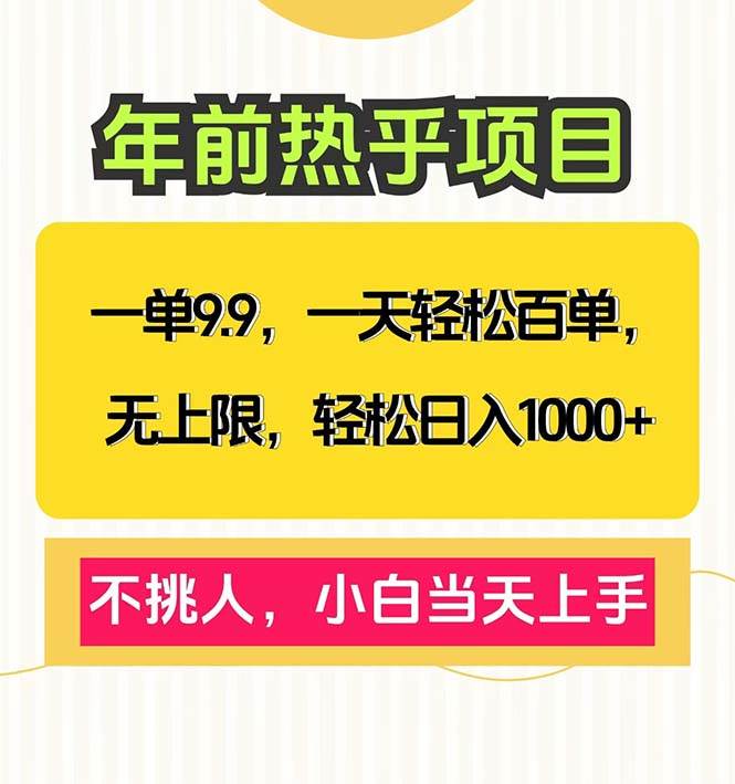 （13795期）一单9.9，一天百单无上限，不挑人，小白当天上手，轻松日入1000+-占领资源网