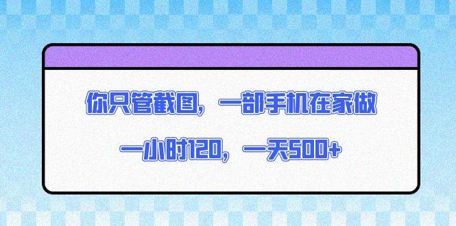 （13785期）你只管截图，一部手机在家做，一小时120，一天500+-占领资源网